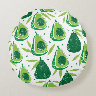 Seamless pattern with avocados. Stamp textured. vi Rundes Kissen