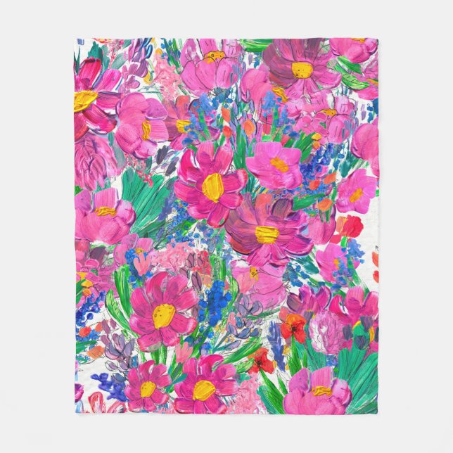 Seamless pattern with Beautiful flowers. Watercolo Fleecedecke (Vorderseite)