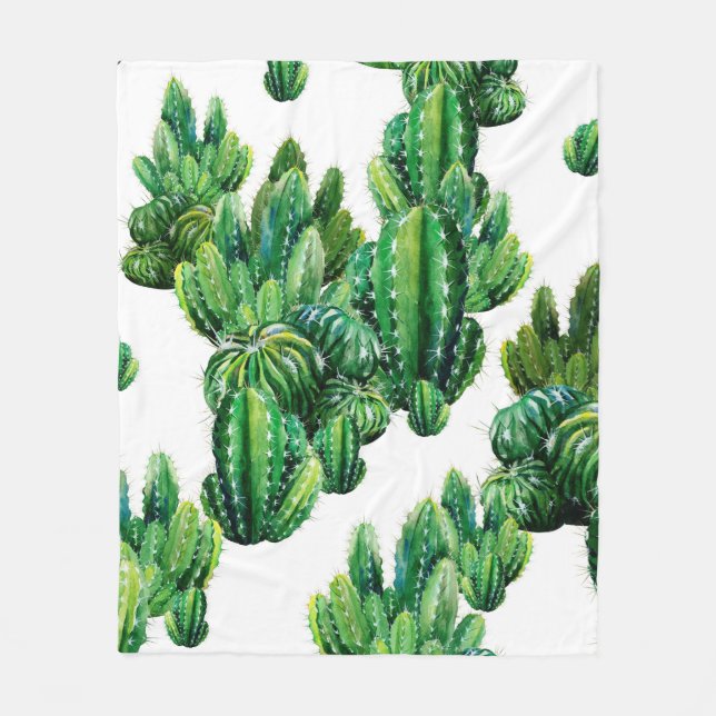 Seamless pattern with cacti watercolor. Cactus ill Fleecedecke (Vorderseite)