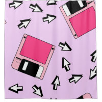 Seamless pattern with colorful floppy disk in vapo