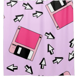 Seamless pattern with colorful floppy disk in vapo duschvorhang
