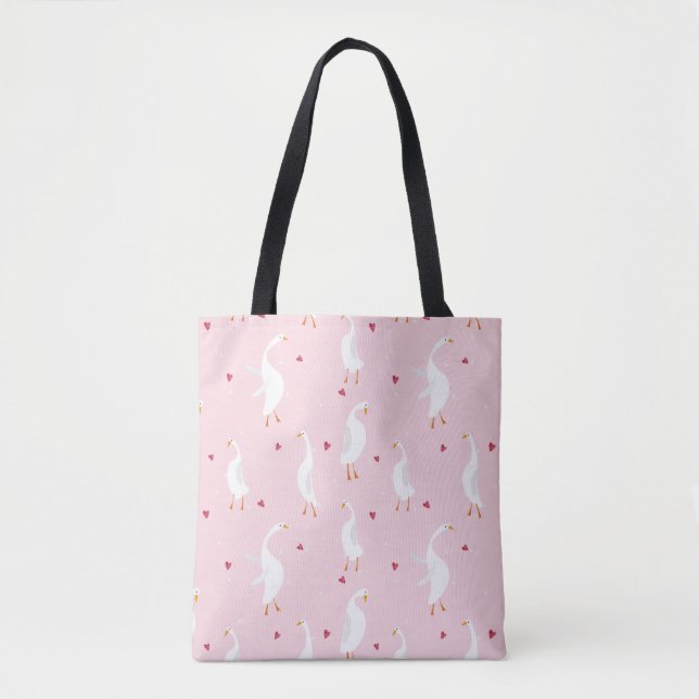 Seamless pattern with cute duck with heart on pink (Vorderseite)