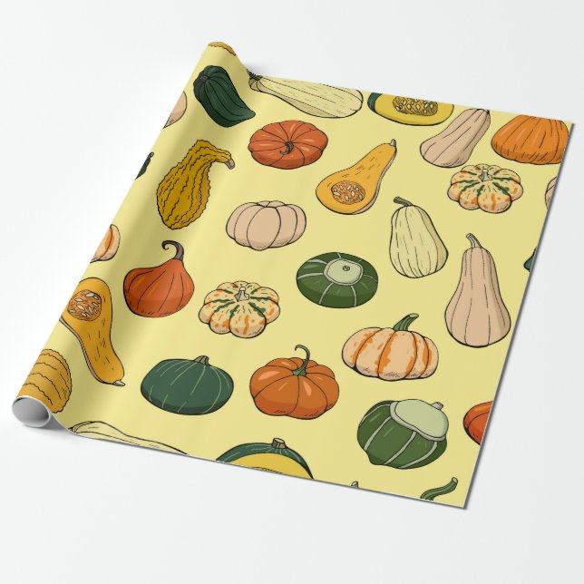 Seamless pattern with different hand drawn squashe geschenkpapier (Ungerollt)