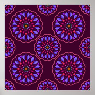 Seamless pattern with ethnic mandala art ornament. poster