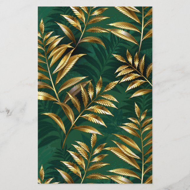 Seamless pattern with golden ferns briefpapier (Vorderseite)