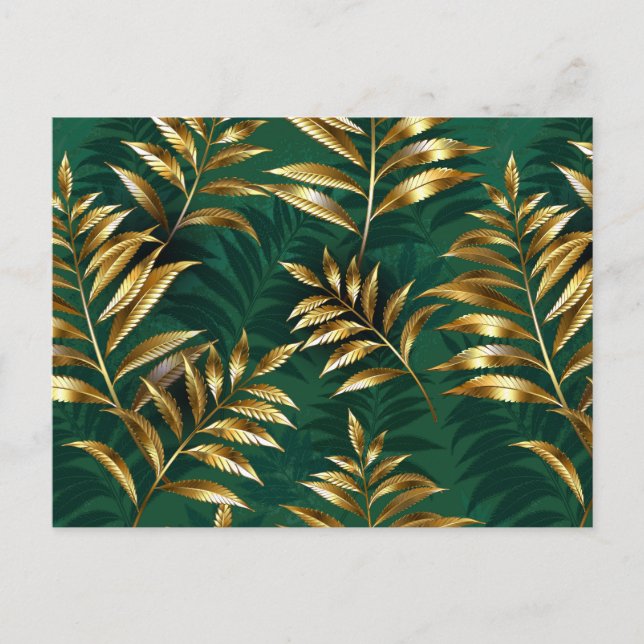 Seamless pattern with golden ferns feiertagspostkarte (Vorderseite)