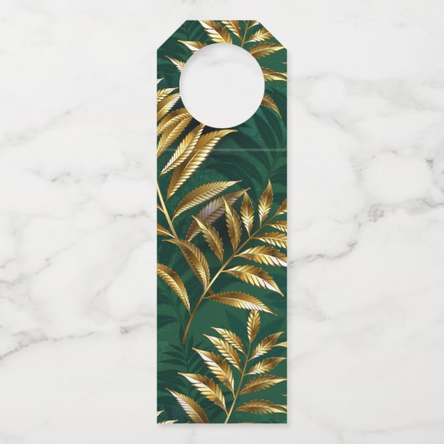 Seamless pattern with golden ferns flaschenanhänger (Vorderseite)