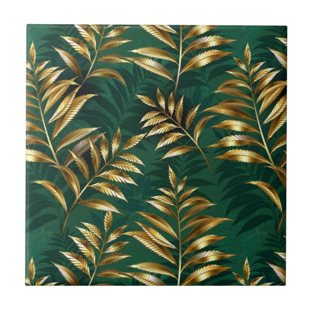 Seamless pattern with golden ferns fliese (Vorderseite)