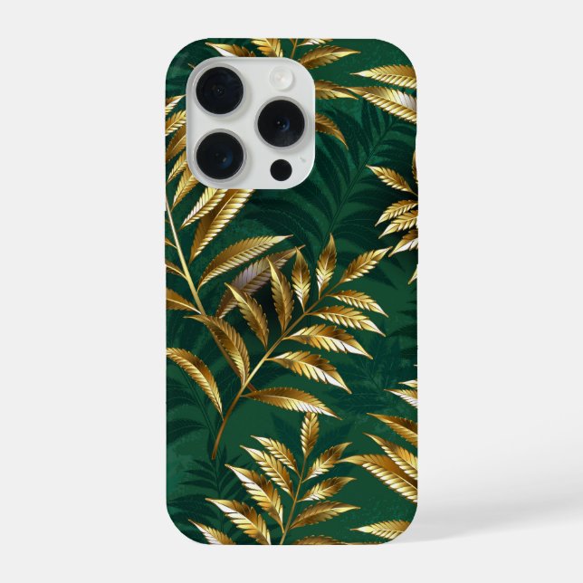 Seamless pattern with golden ferns iPhone hülle (Rückseite)