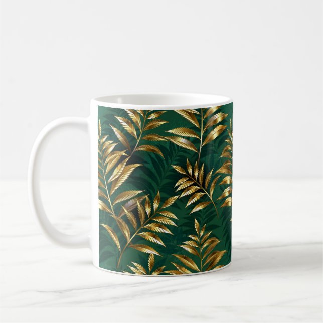 Seamless pattern with golden ferns kaffeetasse (Links)