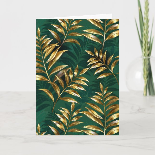 Seamless pattern with golden ferns karte (Vorderseite)