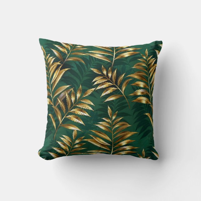 Seamless pattern with golden ferns kissen (Vorderseite)