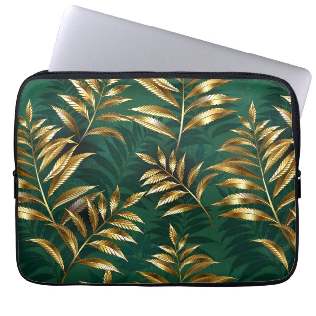 Seamless pattern with golden ferns laptopschutzhülle (Vorderseite)