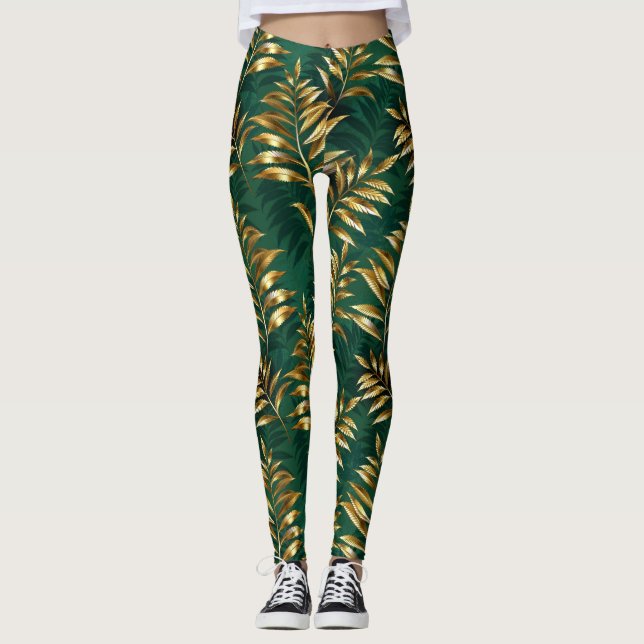 Seamless pattern with golden ferns leggings (Vorderseite)