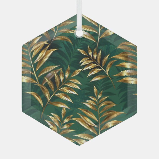 Seamless pattern with golden ferns ornament aus glas (Vorderseite)