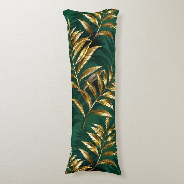Seamless pattern with golden ferns seitenschläferkissen (Vorderseite Vertikal)