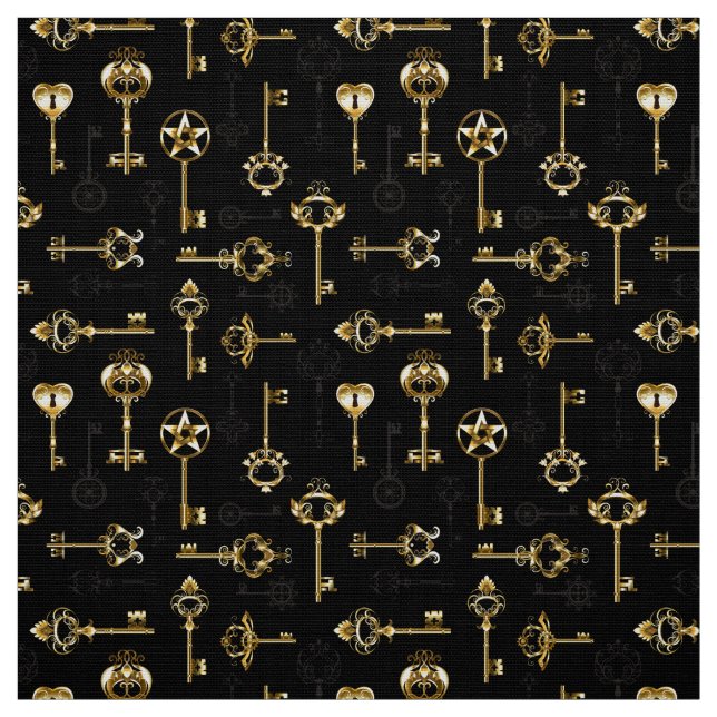 Seamless Pattern with Golden Keys Stoff (Muster)
