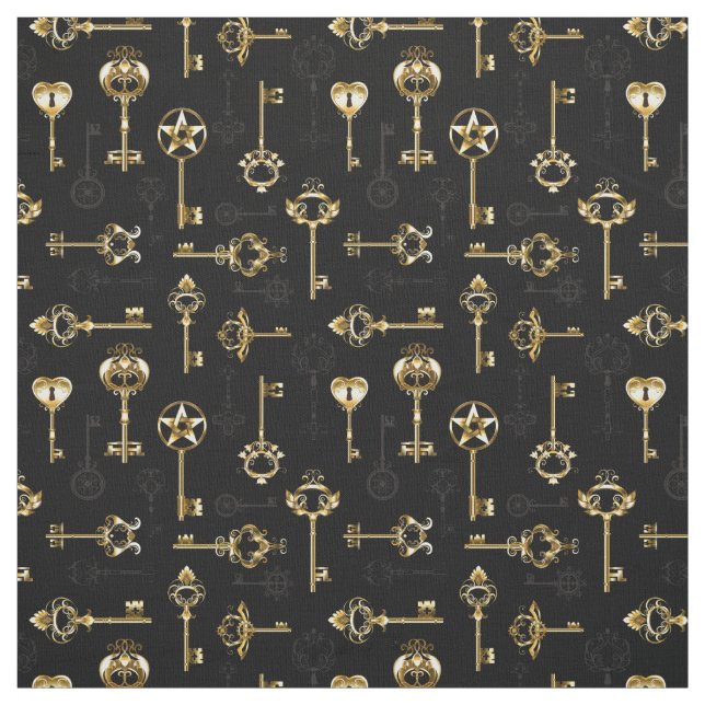 Seamless Pattern with Golden Keys Stoff (Muster)
