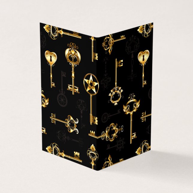 Seamless Pattern with Golden Keys Visitenkarten (Vorderseite)