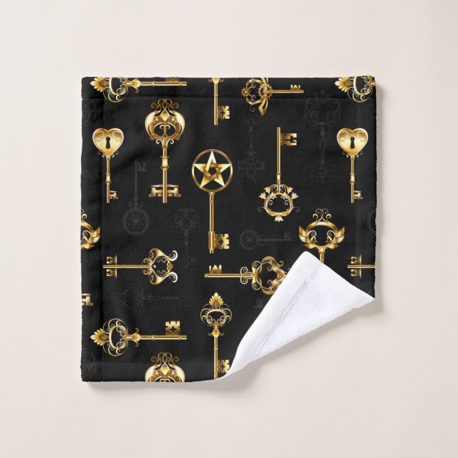 Seamless Pattern with Golden Keys Waschlappen (Waschlappen)