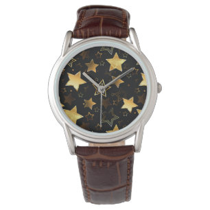 Seamless pattern with Golden Stars Armbanduhr