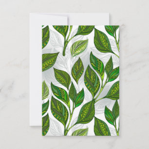Seamless Pattern with Green Tea Leaves RSVP Karte