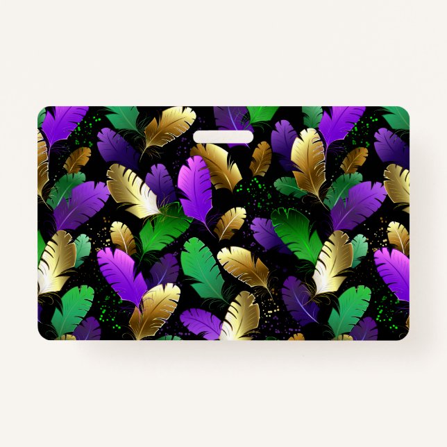 Seamless Pattern with Mardi Gras feathers Ausweis (Vorderseite)