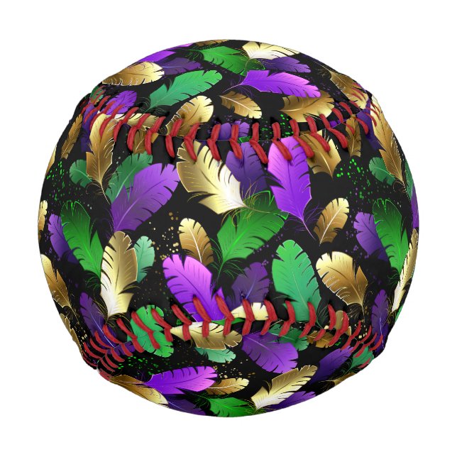 Seamless Pattern with Mardi Gras feathers Baseball (Vorderseite)