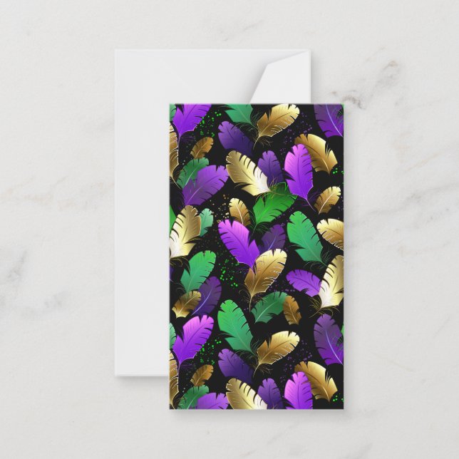 Seamless Pattern with Mardi Gras feathers Mitteilungskarte (Vorderseite)