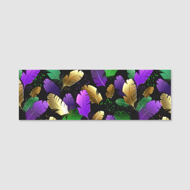 Seamless Pattern with Mardi Gras feathers Namensschild (Vorderseite)