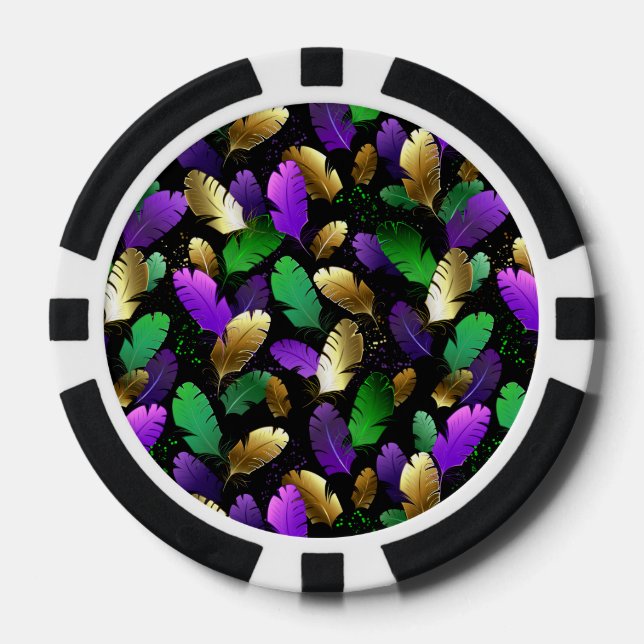 Seamless Pattern with Mardi Gras feathers Pokerchips (Vorderseite)