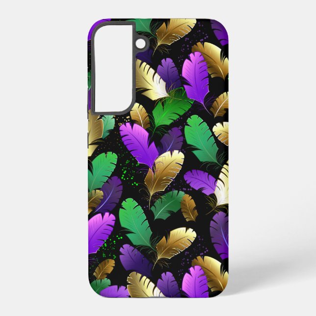 Seamless Pattern with Mardi Gras feathers Samsung Galaxy Hülle (Rückseite)