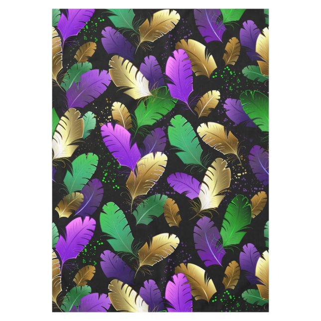 Seamless Pattern with Mardi Gras feathers Tischdecke (Vorderseite)