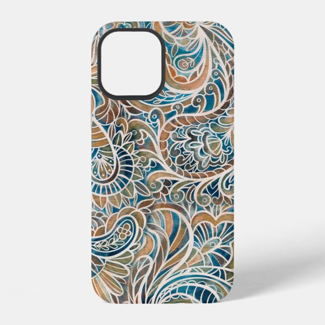 Seamless pattern with multicolor Paisley print. Ha iPhone Hülle (Rückseite)