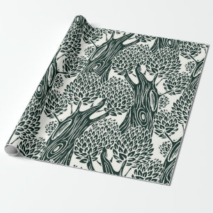 seamless pattern with old deciduous trees. Styliz Geschenkpapier