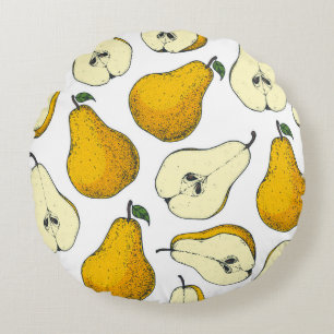 Seamless pattern with pear. Hand drawn Pattern Rundes Kissen