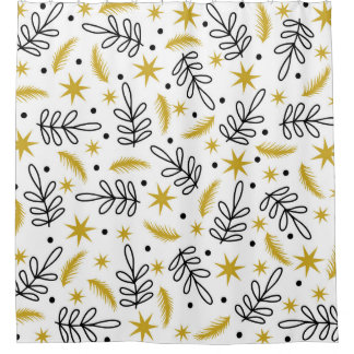 Seamless pattern with snowflakes and fir branches. duschvorhang