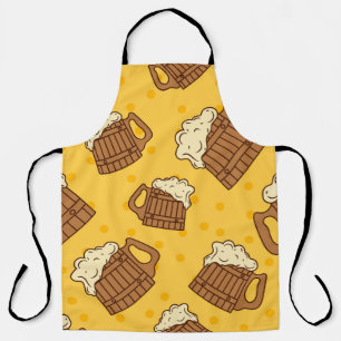 Seamless Pattern with Wooden Foam Beer Mugsbeer, p Schürze