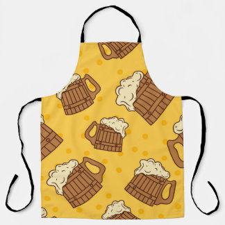 Seamless Pattern with Wooden Foam Beer Mugsbeer, p Schürze