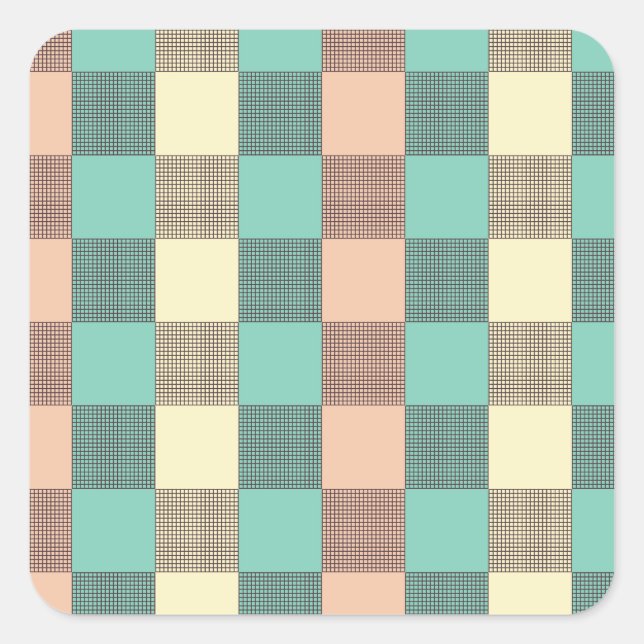 Seamless plaid pattern   quadratischer aufkleber (Vorderseite)