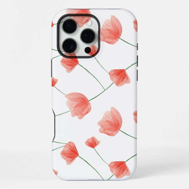 Seamless poppies floral background iPhone hülle (Rückseite)