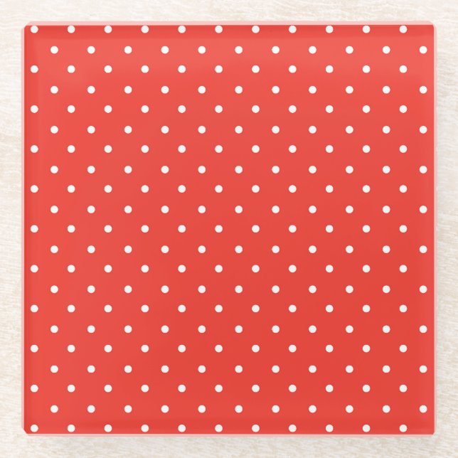 Seamless red background polka dot pattern glasuntersetzer (Vorderseite)