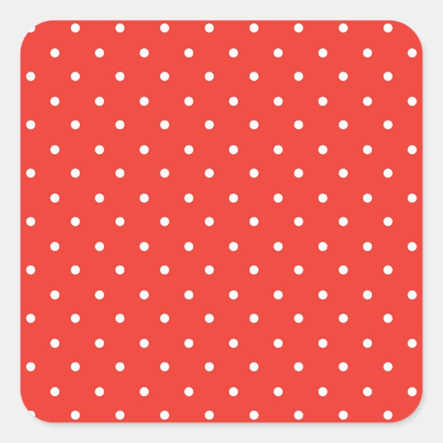 Seamless red background polka dot pattern quadratischer aufkleber (Vorderseite)