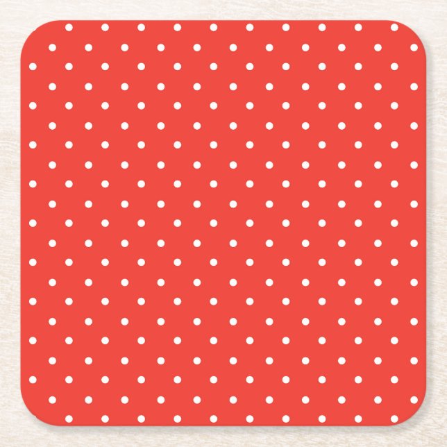 Seamless red background polka dot pattern rechteckiger pappuntersetzer (Vorderseite)