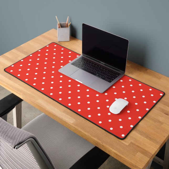 Seamless red background polka dot pattern schreibtischunterlage (Büro 2)