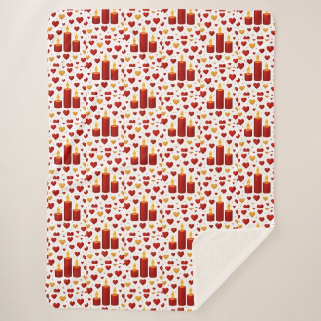 "Seamless Red & Gold Candlelight Hearts Pattern –  Sherpadecke (Vorderseite)