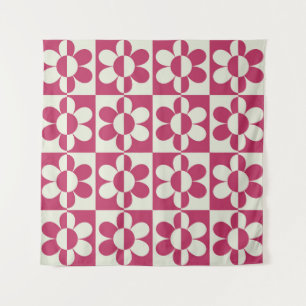 Seamless retro groovy design with vintage daisy fl wandteppich