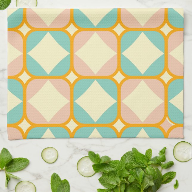 Seamless retro pattern with rounded squares geschirrtuch (Gefaltet)