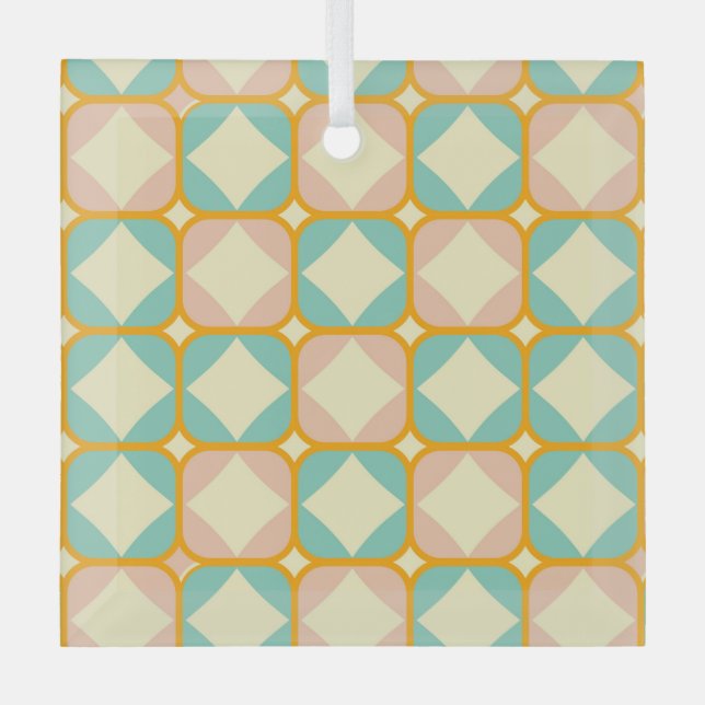 Seamless retro pattern with rounded squares ornament aus glas (Vorderseite)