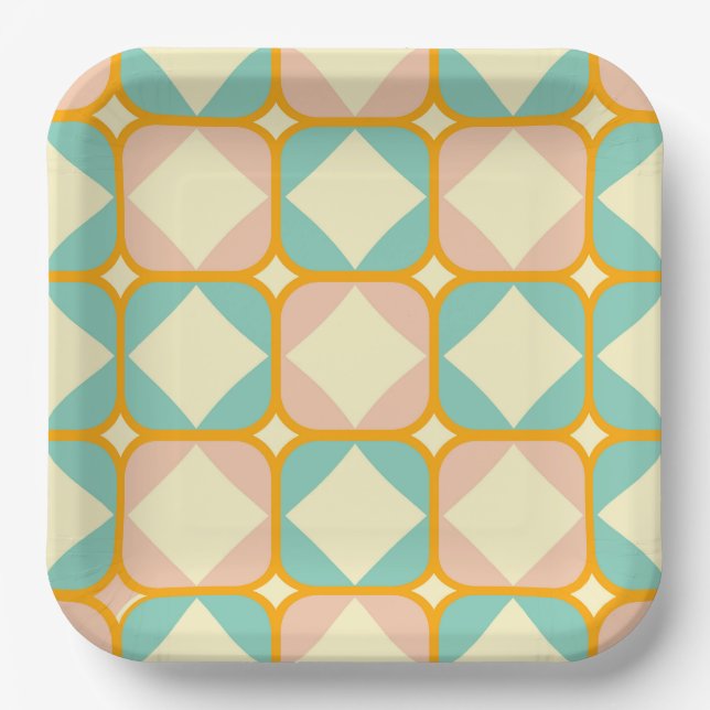 Seamless retro pattern with rounded squares pappteller (Vorderseite)